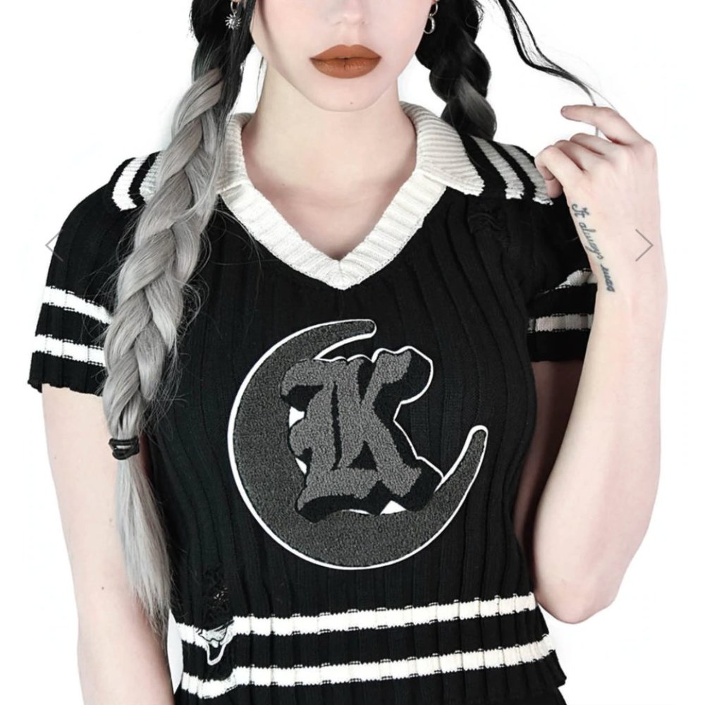 Killstar Gloomsday Knit Crop Sweater Top XXL NWT